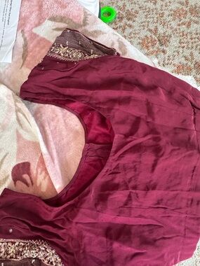 Embroidered Maroon Silk Blouse saree